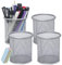 DARUITE Pen Pot, 4PCS Round Metal Mesh Pen Holder for Desk, Multifunctional Pencil Pot, Desk Tidy Organiser for Office Home School, Silver