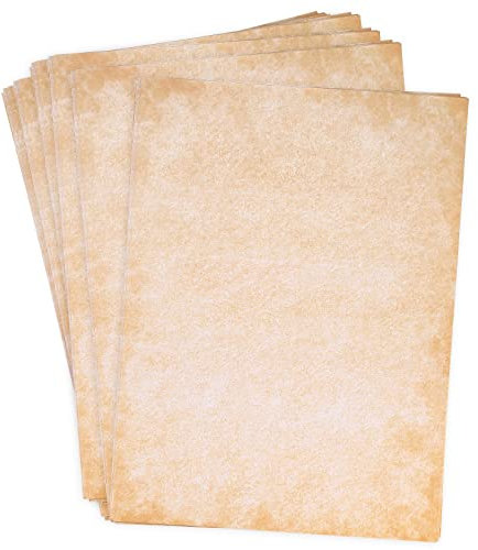 Tomoyuki 70 Sheets Vintage Letter Papers, DIN A4 Old Looking/Vintage Design Craft Certificate Document Paper, Antique Aged Writing Papers Similar to Parchment Paper for Vintage Invites Letters