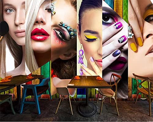 Wall Mural Photo Wallpaper Fashion Makeup Lip Makeup Beauty Salon Nail Shop 3D Wall Illusion,Decor Mural Wallpaper for Bedroom Adults Living Room Peel and Stick Wall Photo Removable 140(W) x70(H) cm