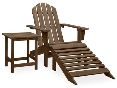 vidaXL Tannenholz Massiv Adirondack Gartenstuhl mit Fußstütze Tisch Deckchair Liegestuhl Gartenmöbel Sonnenliege Gartenstuhl Gartensessel Braun