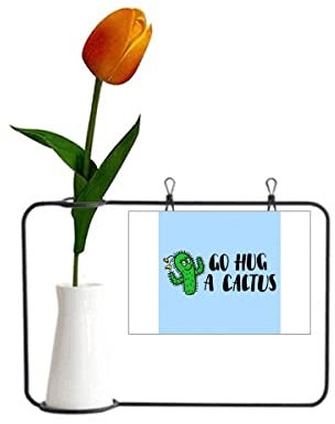 Go Hug A Cactus Art Déco - Biglietto decorativo per vaso di fiori artificiali a forma di tulipano
