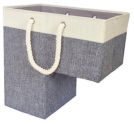 Tulcan - Cesta organizadora plegable para escaleras, tamaño grande, diseño ligero y plegable (gris y blanco)