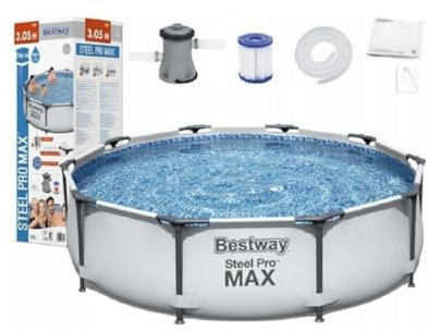 OISE ART STORE Trade Shop - Set Piscina Fuori Terra Rotonda Steel PRO Max 366x76cm 6473lt Pompa Filtro 56416