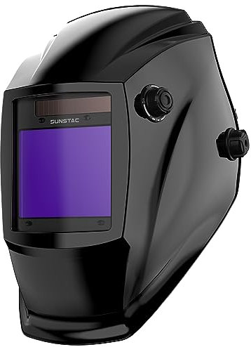 Sunstac Pantalla de visión grande de 3.94 x 3.27 pulgadas, casco de soldadura 1/1/1/1, claridad óptica, oscurecimiento automático, campana de soldadura para TIG/MIG/ARC/Grind