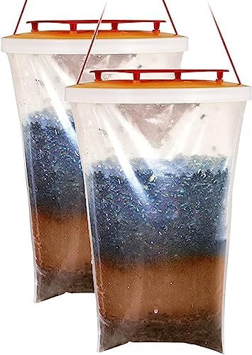 SHMIZZ Piège à Mouches, 2 Pièces Lot de à Mouches Attrape Transparent Suspendre en Plein air Fly Traps piège à Mouches Jardin pour Cuisine,Maison