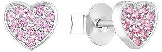 s.Oliver Ohrstecker 925 Sterling Silber Mädchen Kinder Ohrschmuck, mit Zirkonia synth., 0,7 cm, Silber, Herz, Kommt in Schmuck Geschenk Box, 2036821