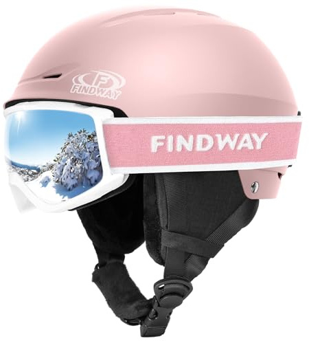 Findway Skihelm und Skibrille Set, SnowboardHelm mit Brille für Damen und Herren Erwachsene Skihelme für Männer, Frauen und Jugendliche