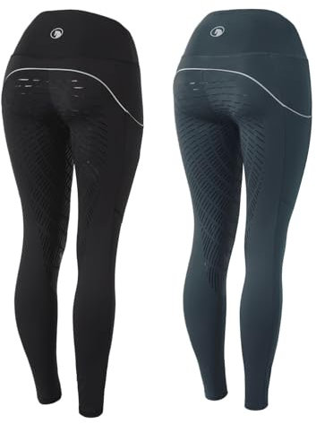 NETPROSHOP Damen Reitleggings mit Handytasche Hoher Bund Silikon-Vollbesatz Atmungsaktiv Gr.34-44, Damengroesse:34, Farbe:Petrol