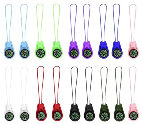 SWYSGS 18 Pièces Mini Boussole de Survie Multicolore Boussole de Poche pour Camping en Plein Air Randonnée Boussole Rempli d'Huile sur Cordon pour Kits de Survie d'urgence Bracelet de Montre Paracord