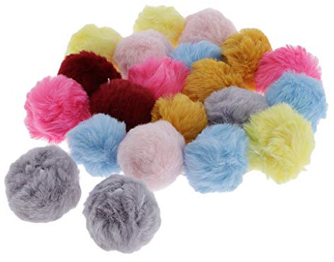 Lot de 20 pompons en fausse fourrure pour chapeau, sac, accessoires mélangés