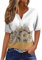 RMBLYfeiye Blusenkleid Damen Schwarzes Tshirt Hemdbluse Blumenmuster Kurzarm T Shirt V-Ausschnitt Henley Mit Knopfleiste Casual Trainingsshirt Sommer Oberteile Combat