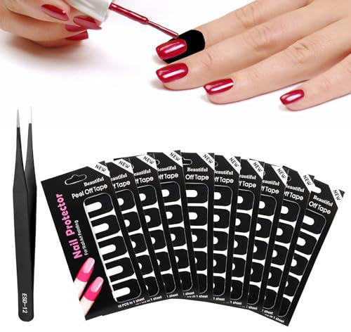 100pcs Nail Guards for Painting Nails, Nail Polish Finger Guard, Nail Poliosh Protector, Peel off Finger Guards, Nail Art Sticker for Fingers with Tweezers, U-Shaped Polish Guards Nail Art Protector