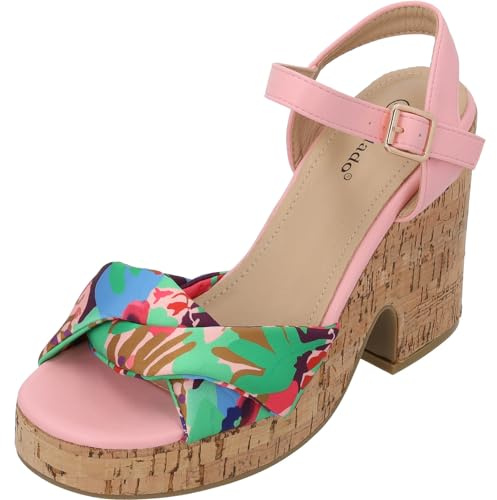 Palado Damen Keilsandaletten Evanie – modische Sandalen - elegante Sommerschuhe - bequeme Pumps mit verstellbaren Riemen Rosa UK4,5 - EU37