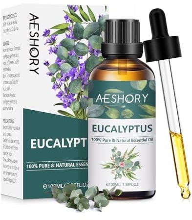 AESHORY Eucalyptus Essential Oils 100ml, Pure Natural Eucalyptus Oil Essential Oil for Diffusers for Home, Aromatherapy, Relax, Inhaling, Air Freshening