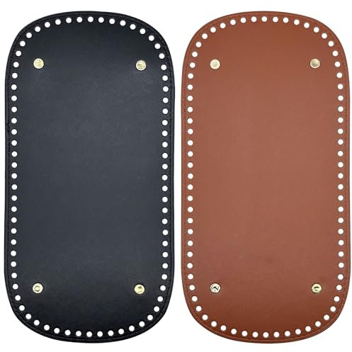 JMZLLRX 2 Farbe Taschenboden, 30 x 15cm Taschenboden zum Häkeln Rechteckig PU Leder Stricken Taschenboden für Taschenherstellung, Handtasche Schultertasche Geldbörse DIY Zubehör