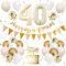 40th Birthday Decorations Sand White Gold, Balloons Beige Gold, Happy Birthday Banner With Cake Toppers Number 40 for Women Men Party