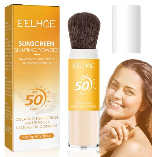 SPF 50 Mineral Powder Sunscreen for Face and Scalp - Oil Control Natural Matte Makeup for All Skin Types