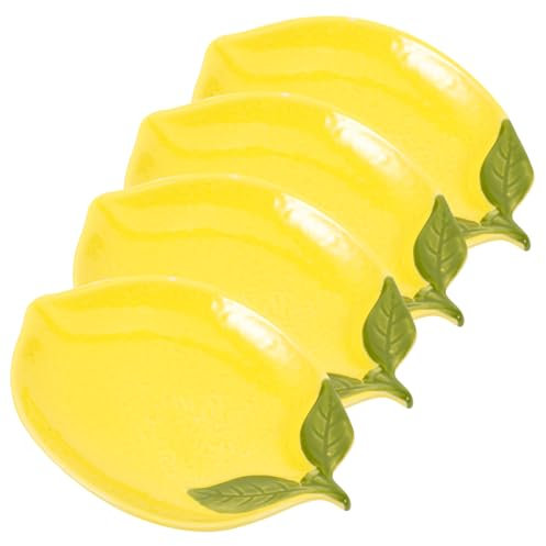 MAGICLULU 4pièces Bols Céramique Forme De Citron Assiette Pour Desserts Et Salades Vaisselle Pour Fruits Et Collations