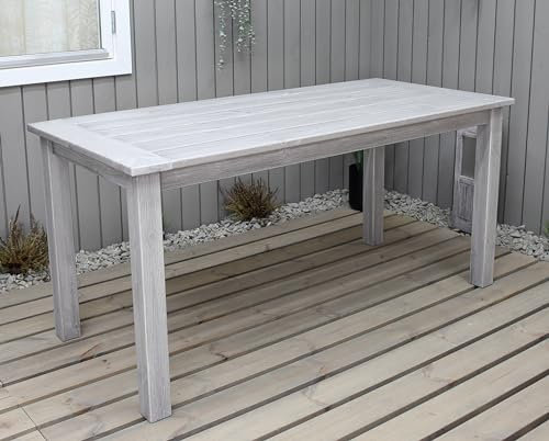 Ambientehome Strandgut07 Tisch Esstisch Kiefernholz, Gartentisch, grau, ca. 160x70x75 cm
