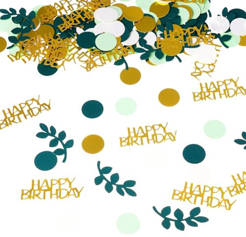 200 Stück Happy Birthday Confetti Geburtstag Goldgrün, Tischdekoration Geburtstag Grün, Happy Birthday Dekoration, Dispersion Dekoration Geburtstag Damen und Männer, Geburtstagsdekoration