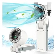 PlayHot Portable Handheld Turbo Fan, 5 Gear Wind, Battery Operated, Up to 12 Working Hours, 3 IN 1 Hand Fans with Air Turbo Tech Cooling Fan for Outdoor Activities, Travel, Beach (White)