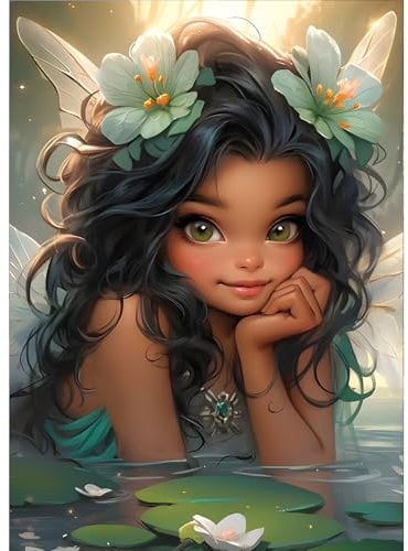 GDYEEH 5D Engelmädchen Diamant Painting Pictures, DIY Blumen Diamant Art Painting Kits,Traumland Diamond Painting Set for Adults Anfänger, Mosaic Making, Diamond Painting for Home Decor 30x40cm