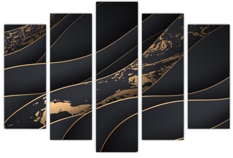 AREDE Set di 5 Stampe da Parete Quadri Moderni Decorazioni da Muro per Casa Soggiorno Camera da Letto e Cucina Sfondo di onde| 120 x 80 cm | Pronto da appendere