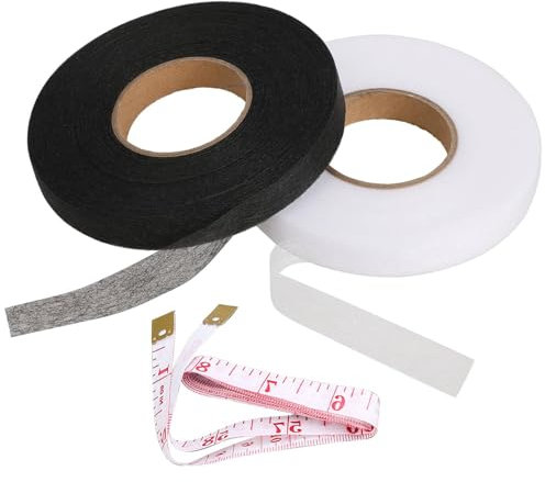 OMBRISA Saumband zum Aufbügeln Waschfest 2 Rollen, Bügelband für Vorhänge 65 m, Saumband zum Aufbügeln, Klebeband zum Aufbügeln, Einfache Kleiderreparatur und Nähprojekte mit Maßband (20mm)