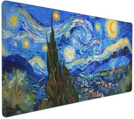 Tapis de Souris Étoilé Nuit Tapis de Souris XXL 600x300 mm, Imperméable Tapis de Souris Gamer XXL Tapis Souris Art Mouse Pad, Base Atidérapante Haute Précision et Vitesse pour Gamer, Deco Bureau -MU34