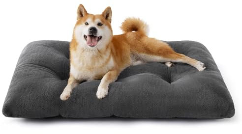 BEDSURE Hundebett Waschbar Groß - Hundekissen Bett Beruhigende Hundematratze mit Rutschfestem Boden, Warmes Kissen für Große Haustiere, Grau, 89x58x8cm