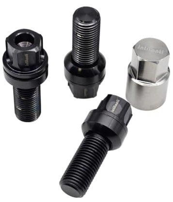 Bulloni ruota con rondella flottante antifurto in titanio Ti-6Al-4V con chiave M14 * 1.5 * 28 / 35MM compatibile con(Black)