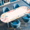 Highdi 3D Elastische Tischdecke Oval Abwaschbar, Spanntischdecke Oval Gartentischdecke Outdoor Tischdecke mit Gummizug für Esszimmer, Küche (Einfache Blume 1,91x152cm)