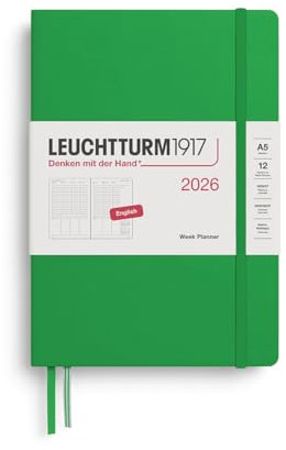 LEUCHTTURM1917 372762 Wochenplaner Medium (A5) 2026, Spring Leaf, Englisch