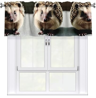 WZYWHJ Niedliche Igel-bedruckte kurze Vorhänge sind langlebig, transparent und einfach zu installieren, Maße (B x L): 52 x 18 cm