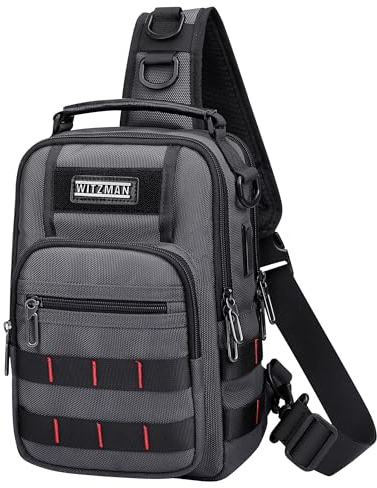 WITZMAN Sling Bag Herren Travel Crossbody Chest Bags Brusttasche Lässig Schultertasche mit USB-Ladeanschluss(B730 Silbergrau)