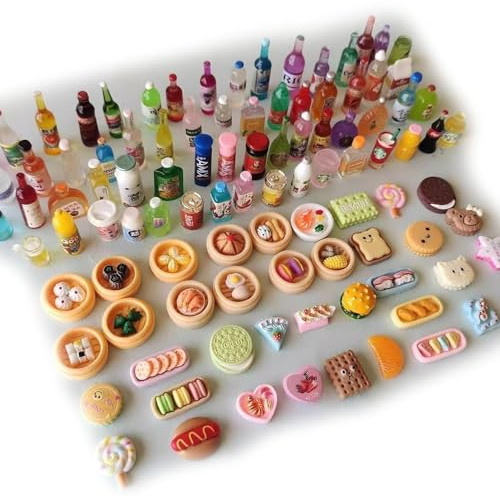 50 PCS Mini Food, Dolls House Accessories, Doll House Accessories 1:12 Set 50-Pack Miniature Kitchen Accessories for Doll House (Random)