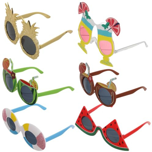TOVINANNA 6er Pack Hawaii Sonnenbrillen, Lustige Brillen im Tropischen Design für Strandpartys, Originelle Fotorequisiten für Sommerfest und Karneval (Mehrfarbig)