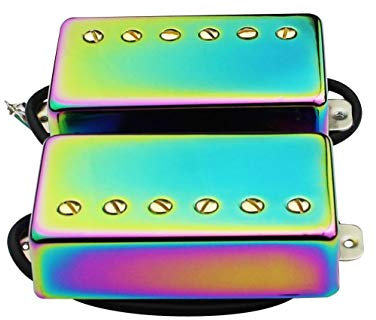 Guyker Guitar Humbucker Pickups Set - Sealed Double Coil Neck and Bridge Pickup Replacement Parts for LP 6 String Electric Guitar (Chameleon Rainbow)