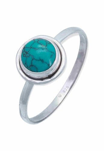 mantraroma Silber Ring Damen 925 Türkis Edelstein türkis schlicht modern