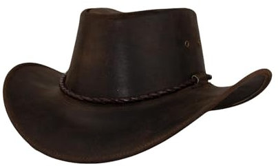 Black Jungle Kimbolton Lederhut, Westernhut, Australienhut, Cowboyhut (Braun, XXL)