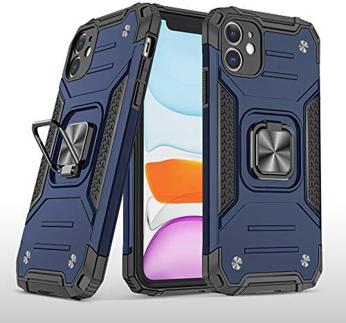 Cuoqing iPhone 11 Case - 360°Military Grade Rotatable Kickstand Hard Rubber Bumper [Shockproof] Protective Cover Case for iPhone 11, Blue