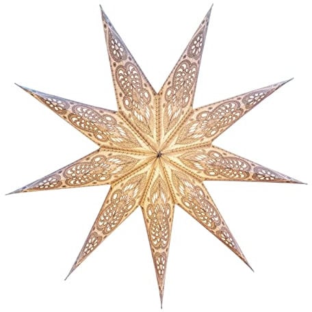 JustStars Papierstern mit Beleuchtung – Set mit Kabel und LED – Weihnachtsstern zum Hängen/Fenster-Deko – 60cm white