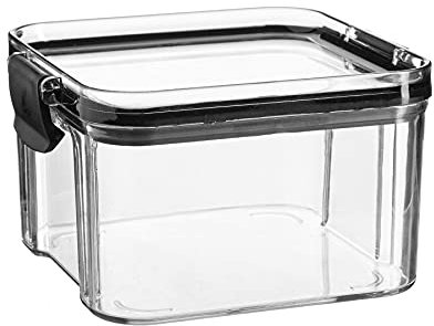 Argon Tableware Food Storage Containers - 460ml - Black - Pack of 3 - Clear Airtight Reusable Stackable Freezer Storage Meal Prep Container Lunch Tupperware Box with Clip-Lock Lid