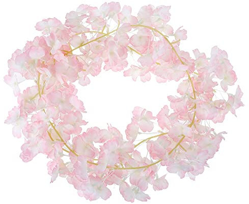 DUO ER 18 0cm Sakura rotin Artificiel Cerisier Fleurs Fleurs de Mariage Guirlande Fausse Fleur Lierre Vigne Suspendu DIY Décoration d'intérieur (Couleur : Pink)
