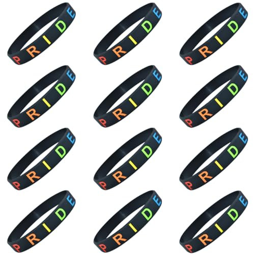 Confezione da 12 braccialetti in silicone color arcobaleno per sostenere le cause e le feste LGBTQ, 210 month, Silicone, Nessuna pietra preziosa