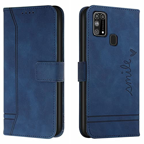 Lihondar Cover per Samsung Galaxy M31 /M21S, Custodia Samsung M31 /M21S Portafoglio, Flip Libro Wallet Case Antiurto Custodia in Pelle PU Premium, Slot per Schede, con Magnetica a Scatto (Blu)