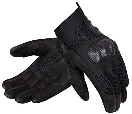 REBELHORN Gap III Motorradhandschuhe Herren | Ziegenleder | Knöchel Protektoren | Belüftung mit 3D-Polyester-Mesh-Einsätzen