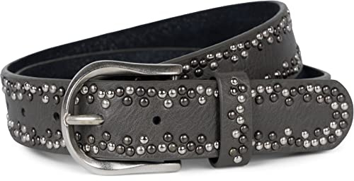 styleBREAKER Nietengürtel Unisex bunte Nieten Leder, 90cm,Dunkelgrau