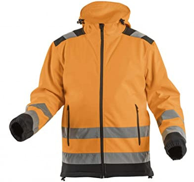 Högert Technik – Warnschutz Softshelljacke ARGEN orange für Herren mit Kapuze, wasserabweisend 5000 mm, atmungsaktiv, elastisch, 2 Taschen, ideal für Bau & Straßenarbeit