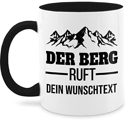 Tasse Tassen 325ml - Wandern - Der Berg ruft - Geschenk Berge - 325 ml - Schwarz - geschenke für wanderer keramik wander bergen wunschname bergmotiv ruft, + wunschtext